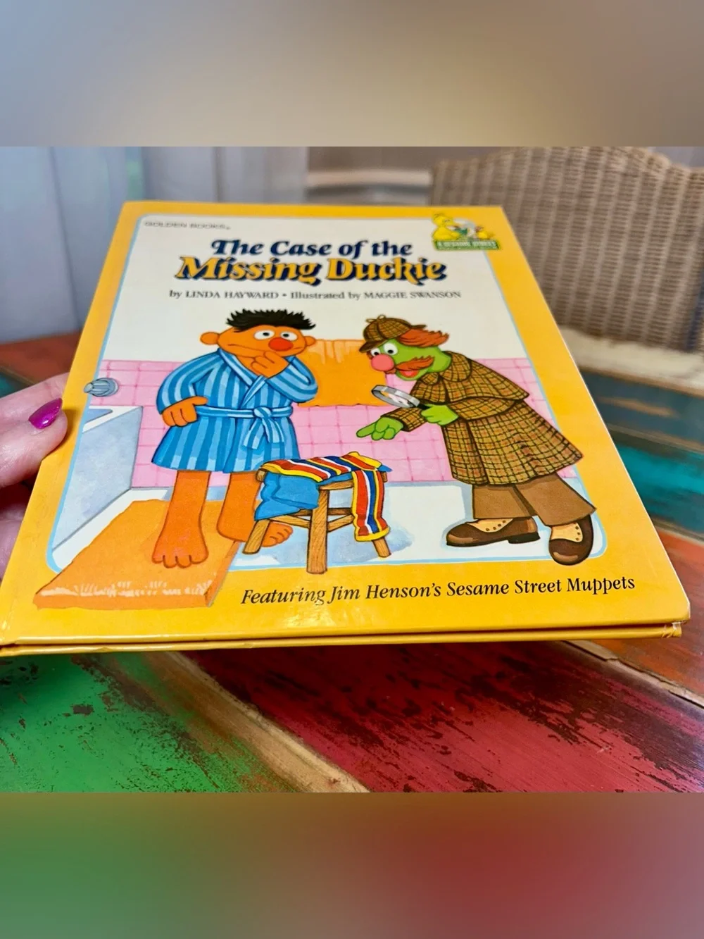 VTG Sesame Street Case of the Missing Duckie Golden Book Ernie 1981 Hardcover